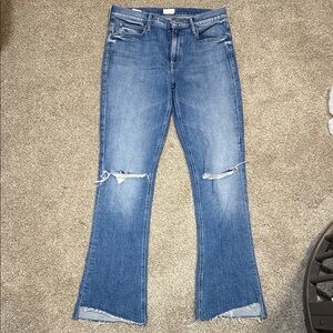 MOTHER Wide Leg Jeans in Light Blue